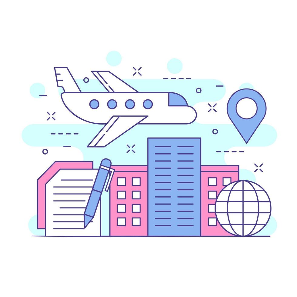 Business trip cute conceptual website illustration design 1 vector