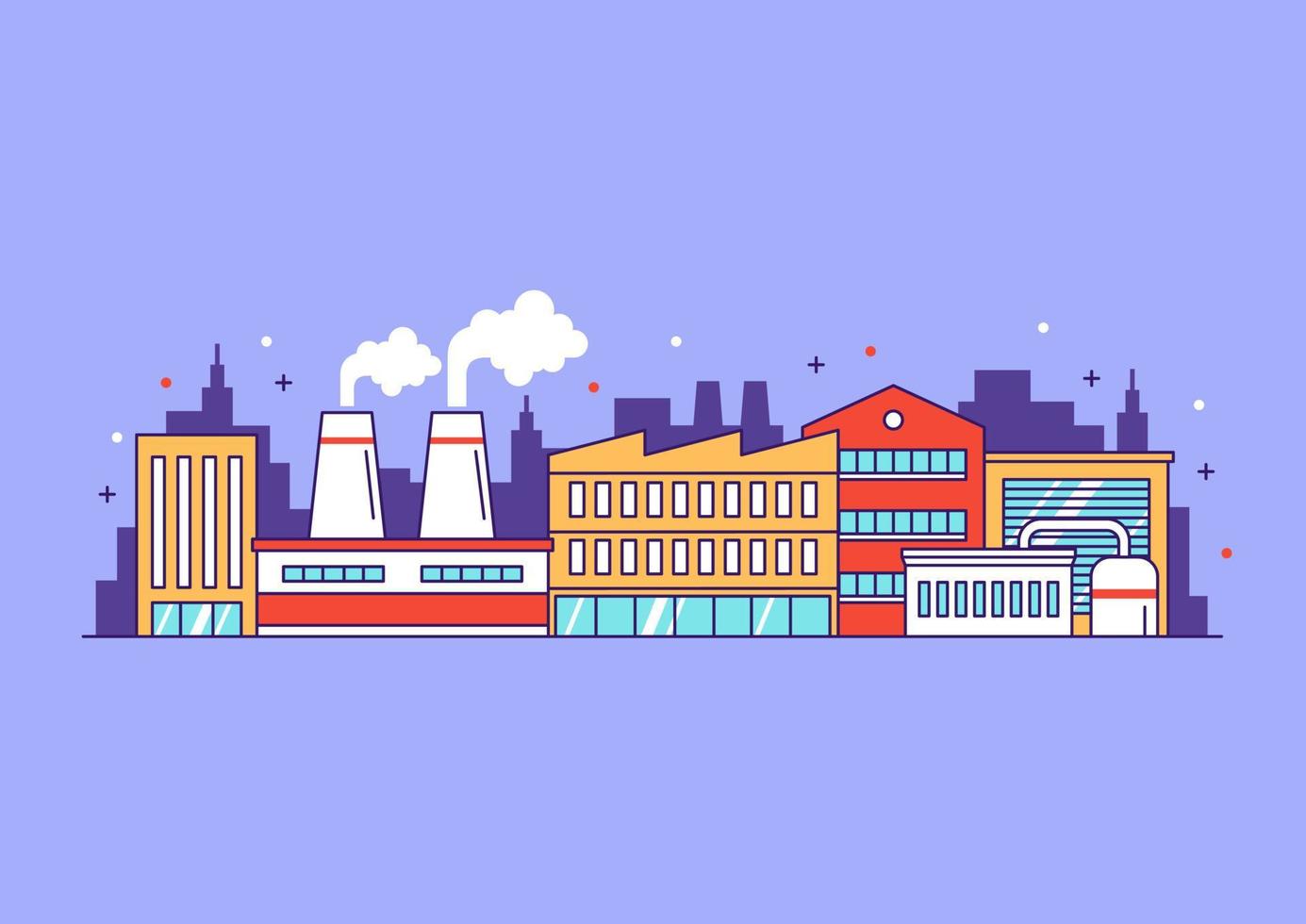 90s Factory landscape cute illustration design vector