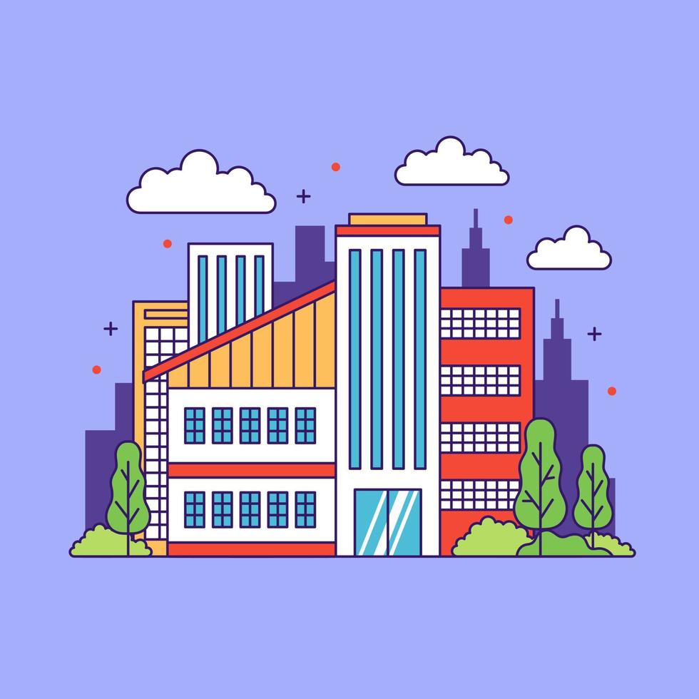 City buildings skyscraper cute illustration design vector