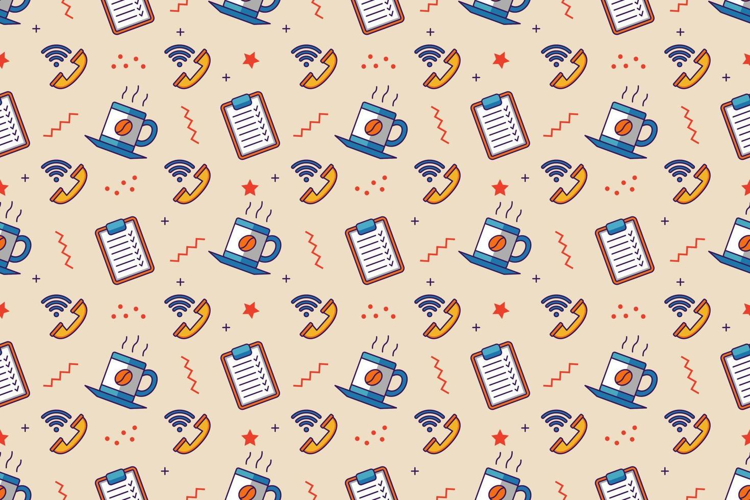 Office work fun cartoon seamless pattern design vector