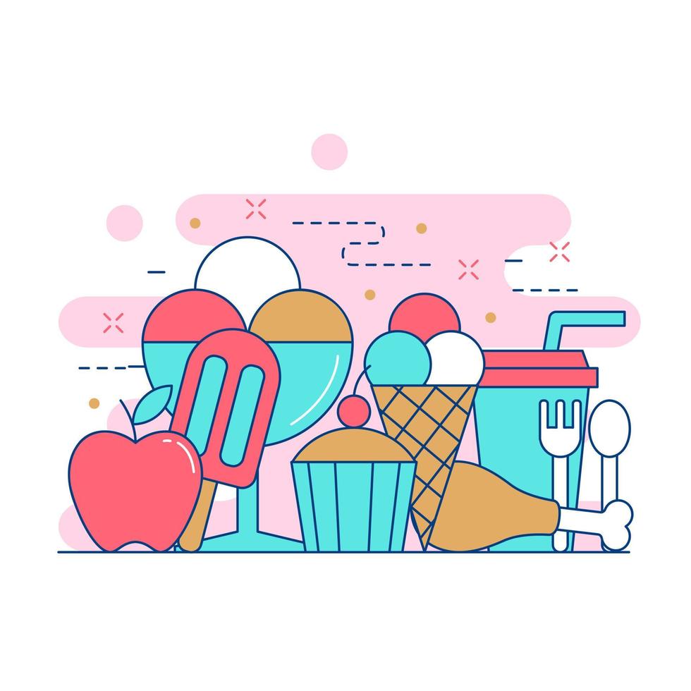 Food and beverages concept website illustration design 2 vector