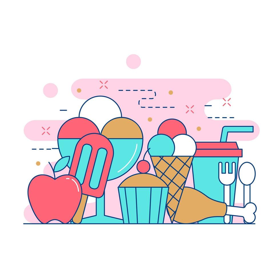 diseño de ilustración de sitio web de concepto de alimentos y bebidas 2 vector