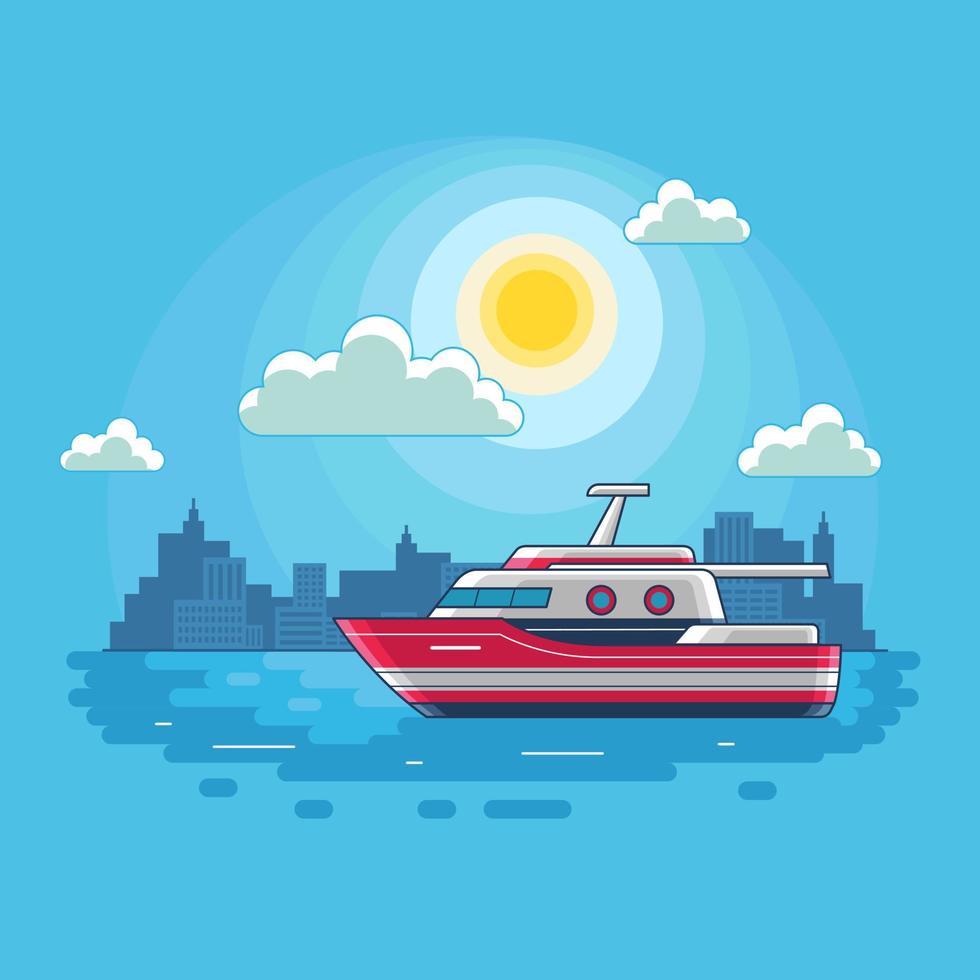 Summer vacation with ship illustration vector design