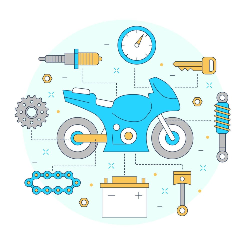 Motorbike parts vector illustration design