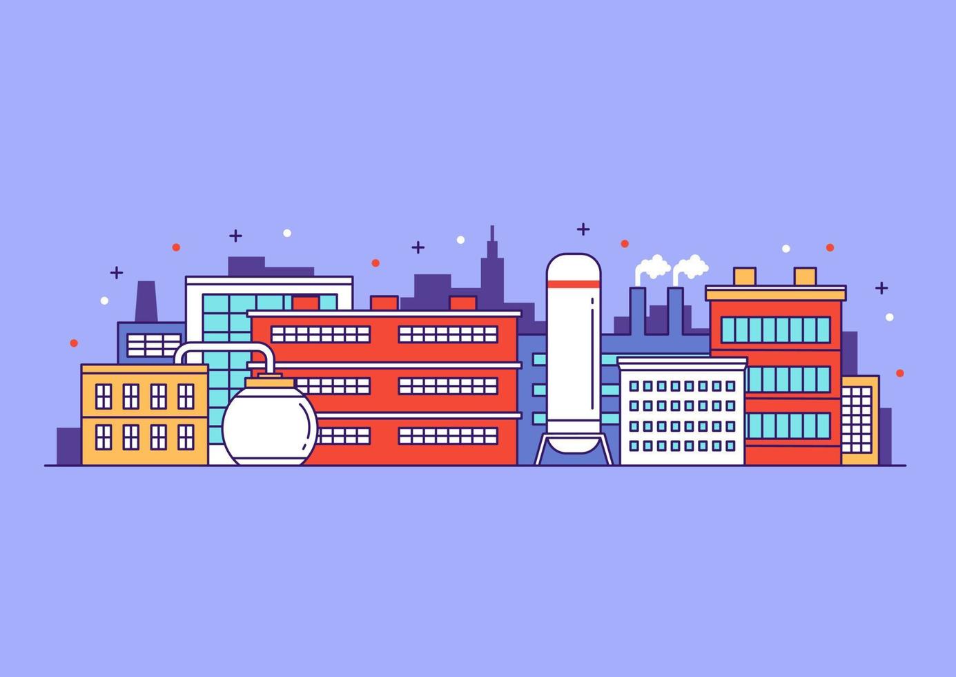 90s Factory landscape cute illustration design vector