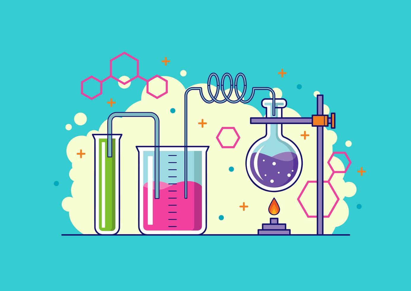 Diseños de concepto de ilustración de experimento de laboratorio químico vector