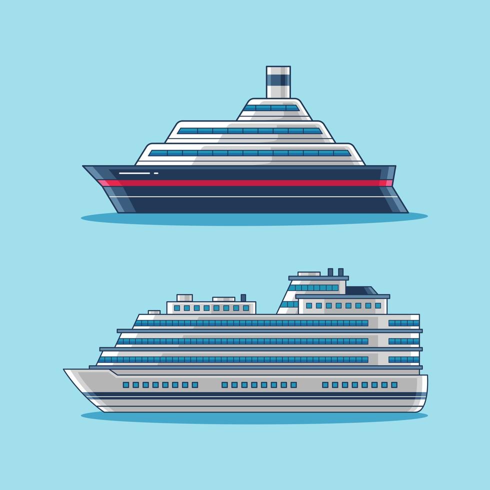 conjunto de diseño de vector de ilustración de transporte de agua de barco