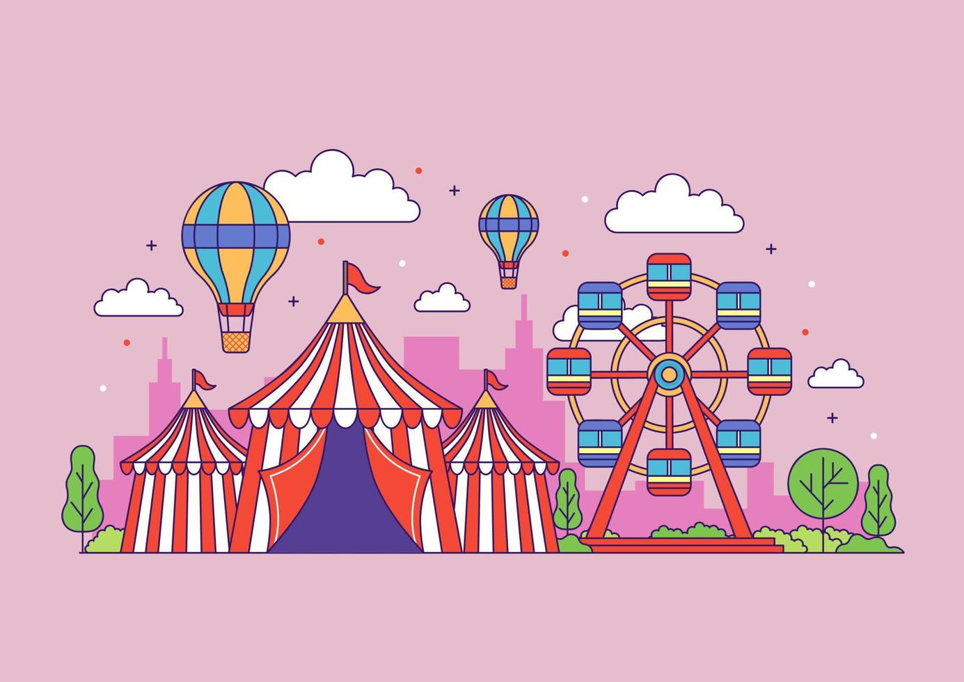 Fun and cute circus performance show illustration design vector