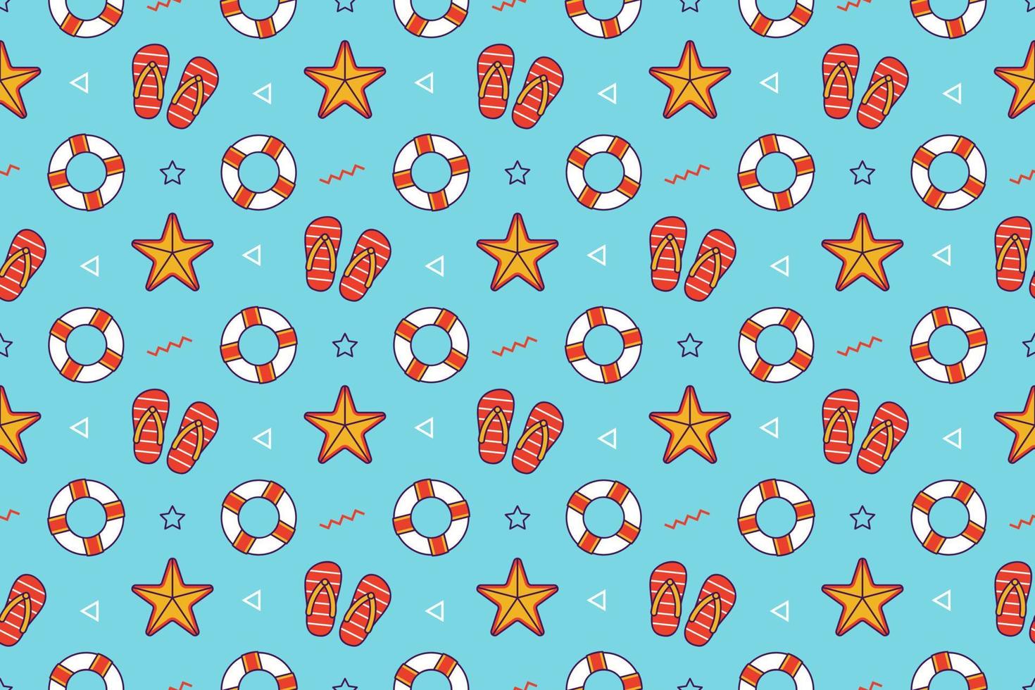 Beach fun cartoon seamless pattern design vector