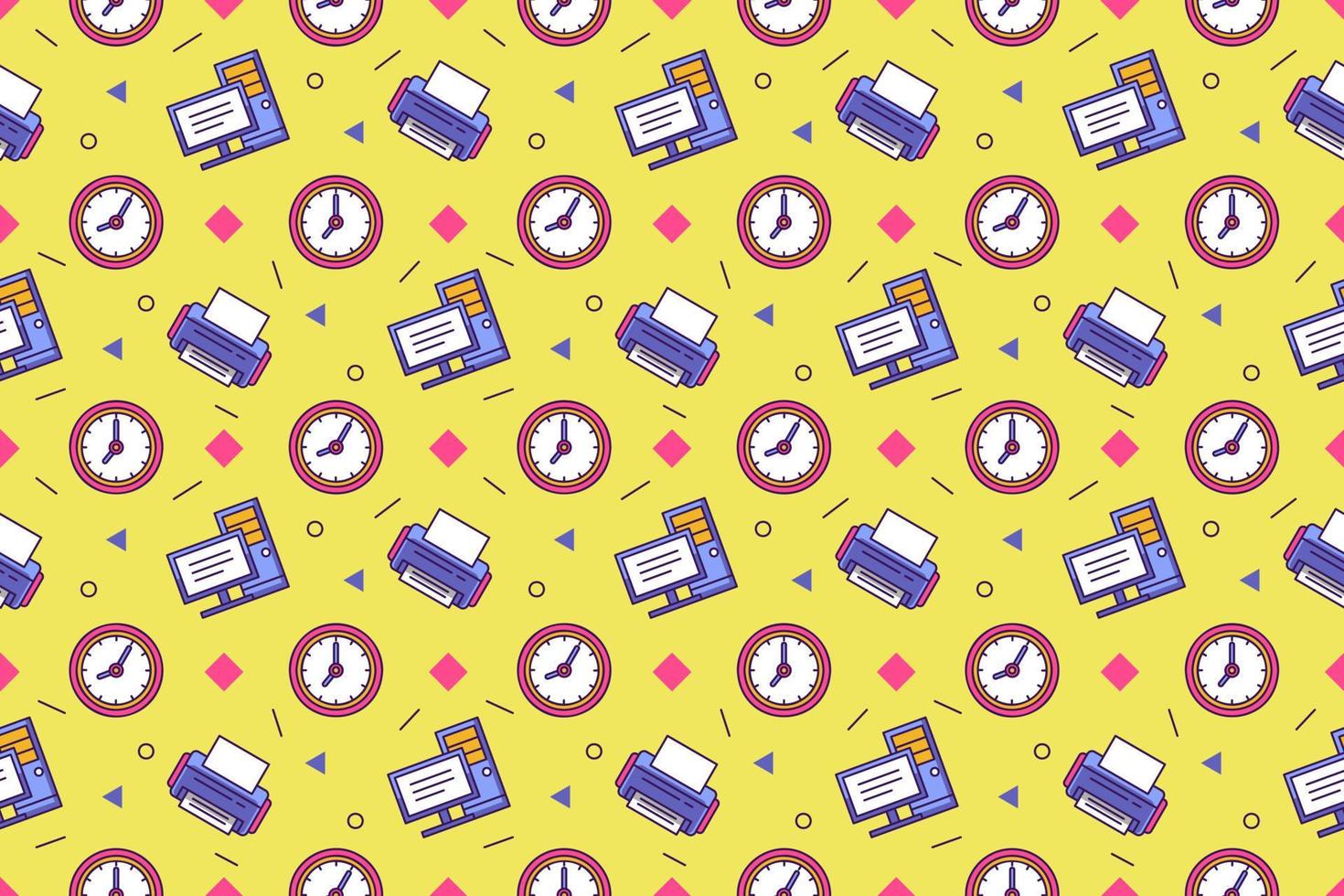 Office work fun cartoon seamless pattern design vector