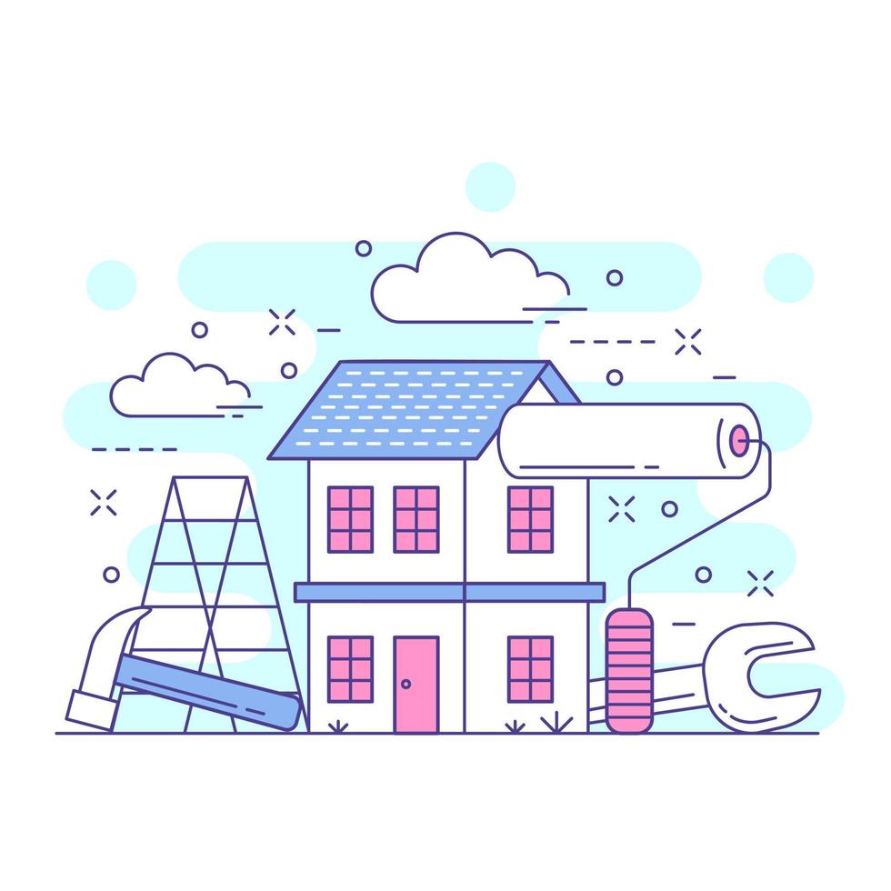 Home repair cute concept website illustration design 4 vector