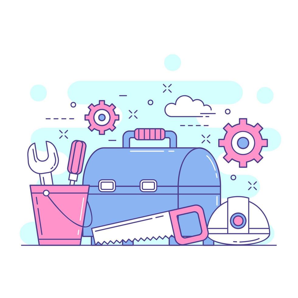 Home repair cute concept website illustration design 3 vector