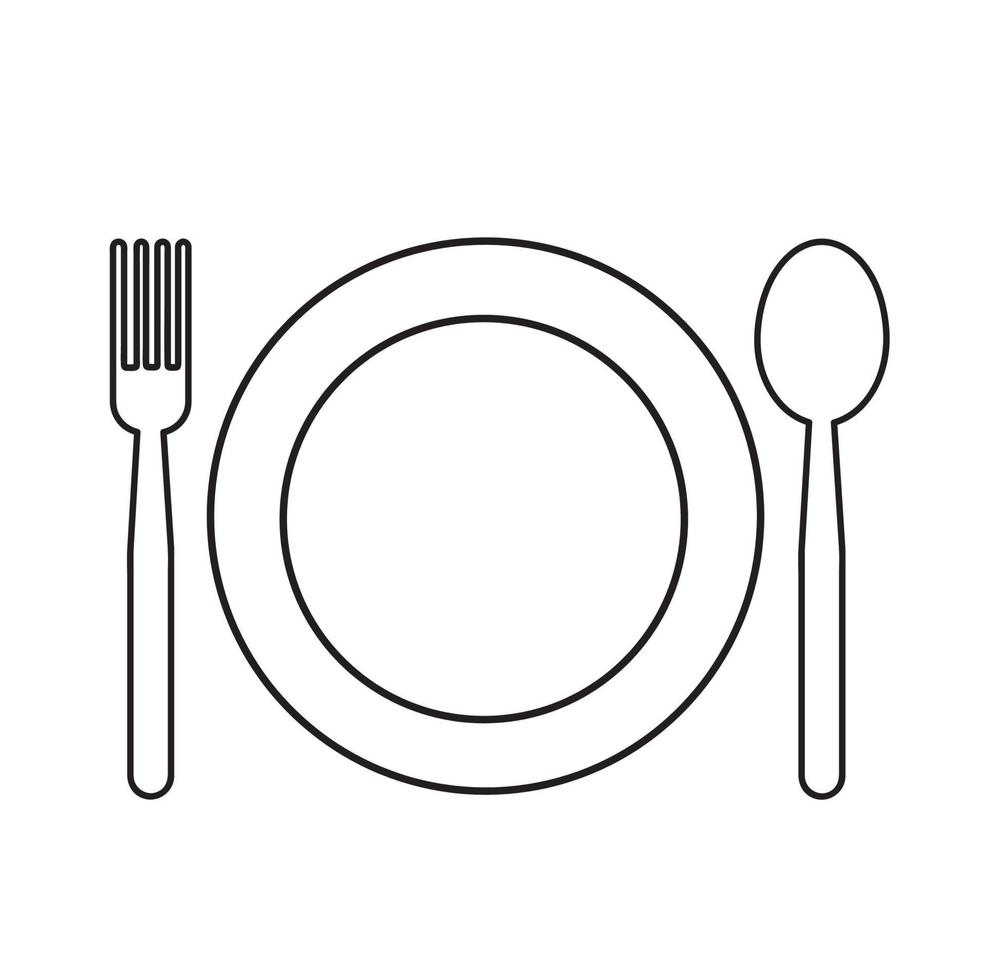 ilustración de vector de icono de cuchara y tenedor simple