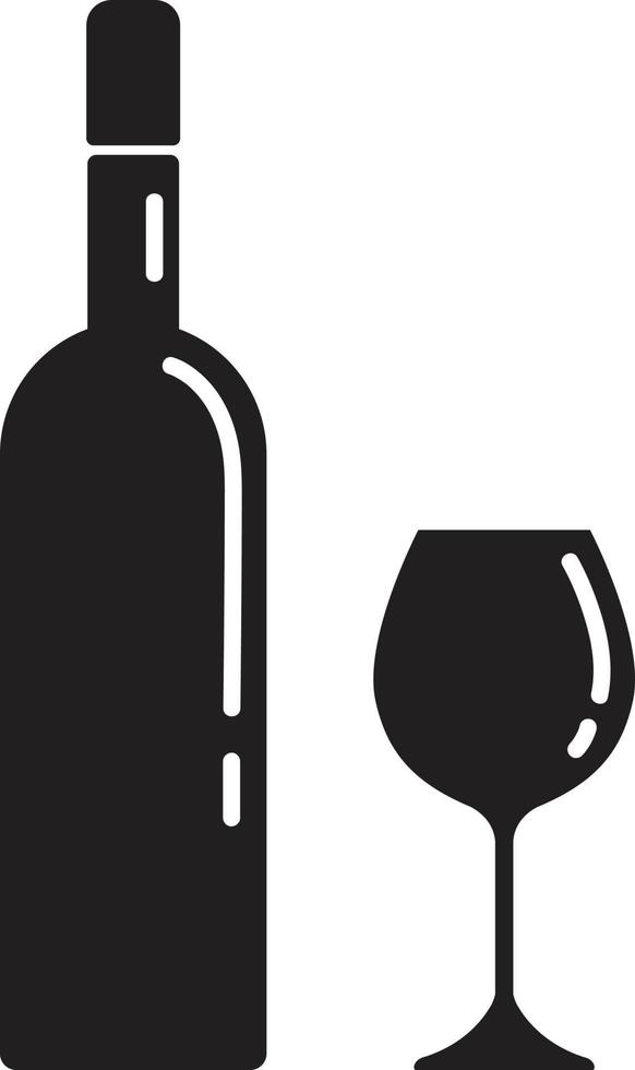 wine bottle and glass vector illustration