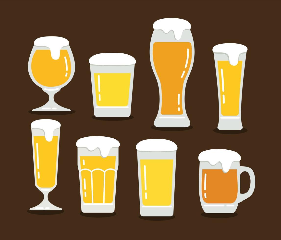 beer glassware icon set vector