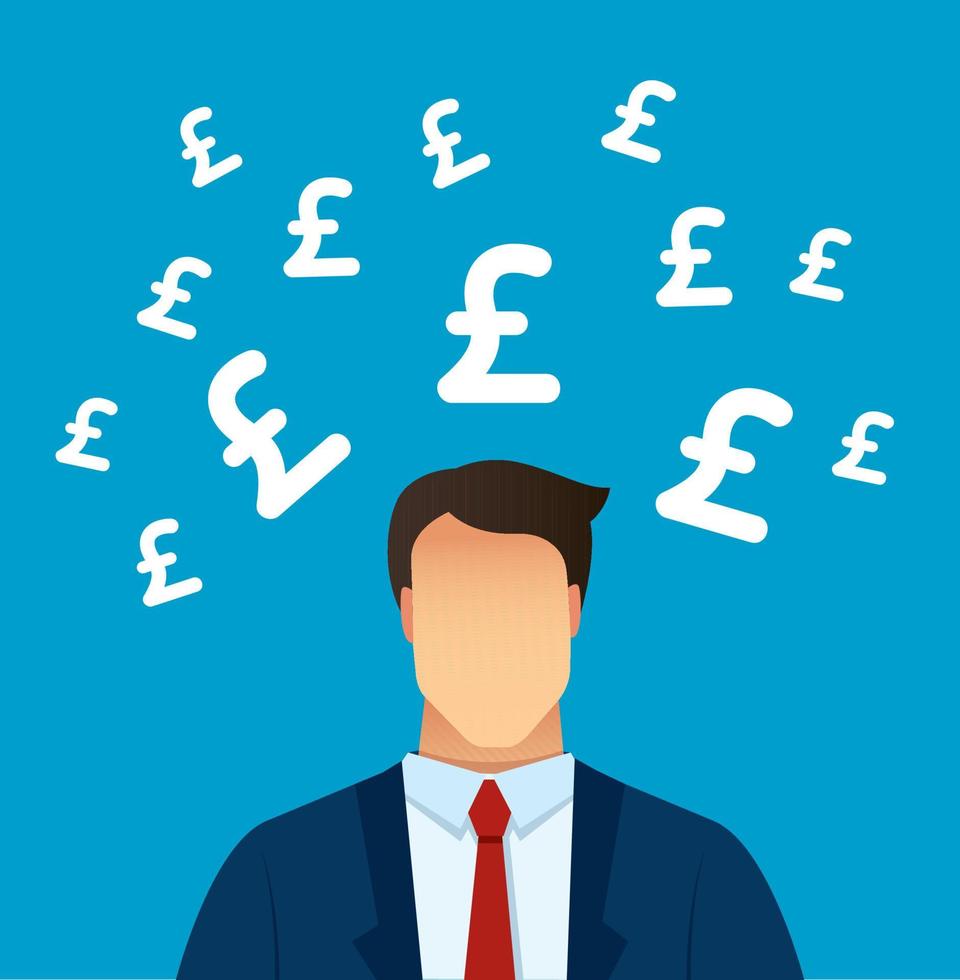 man thinking with Pound icon vector illustration