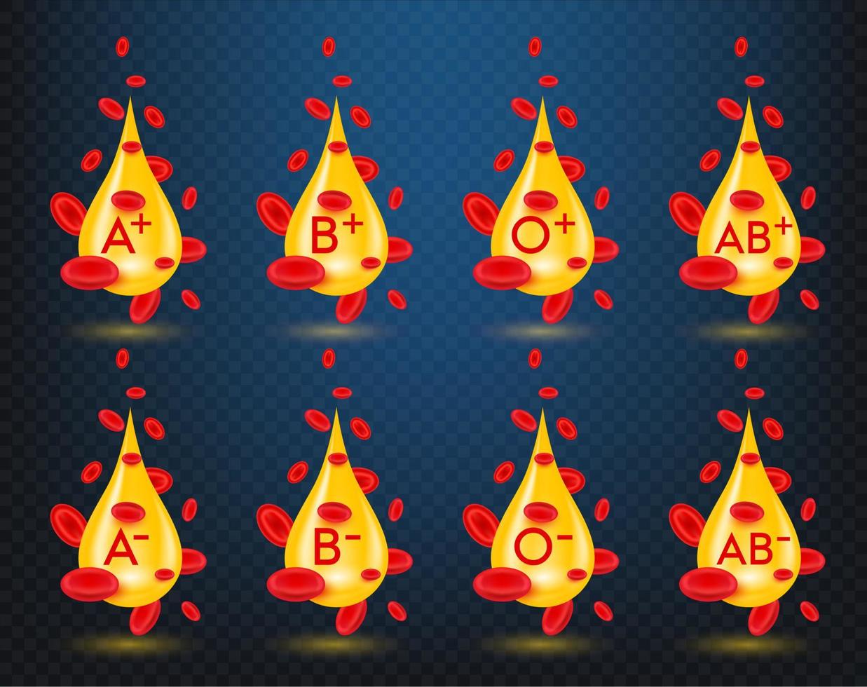 Medical science structure concept of red blood and yellow plasma. Blood cell and its components plasma realistic with 3D vector illustration. On a translucent background.