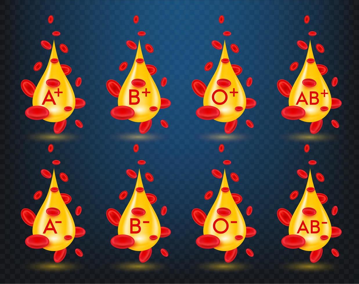 concepto de estructura de ciencia médica de sangre roja y plasma amarillo. glóbulo y sus componentes plasma realista con ilustración vectorial 3d. sobre un fondo translúcido. vector