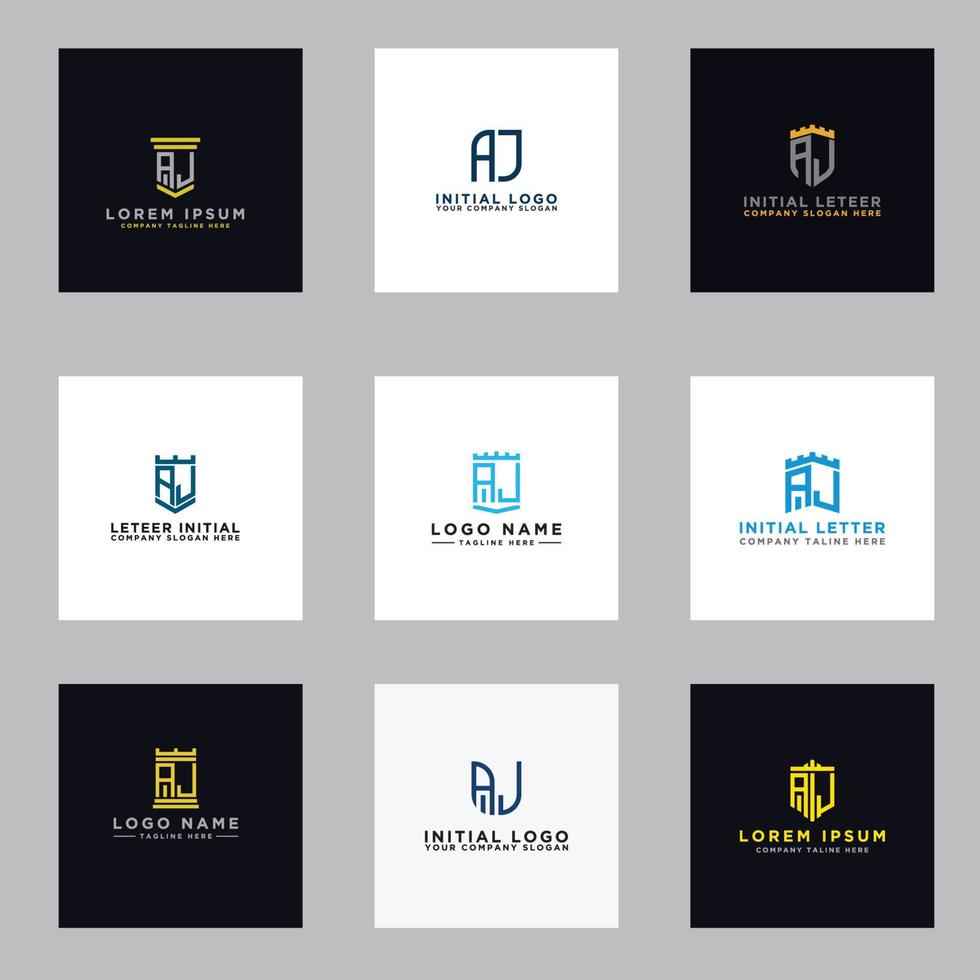 Set Logo Template With Initial AJ Letters vector