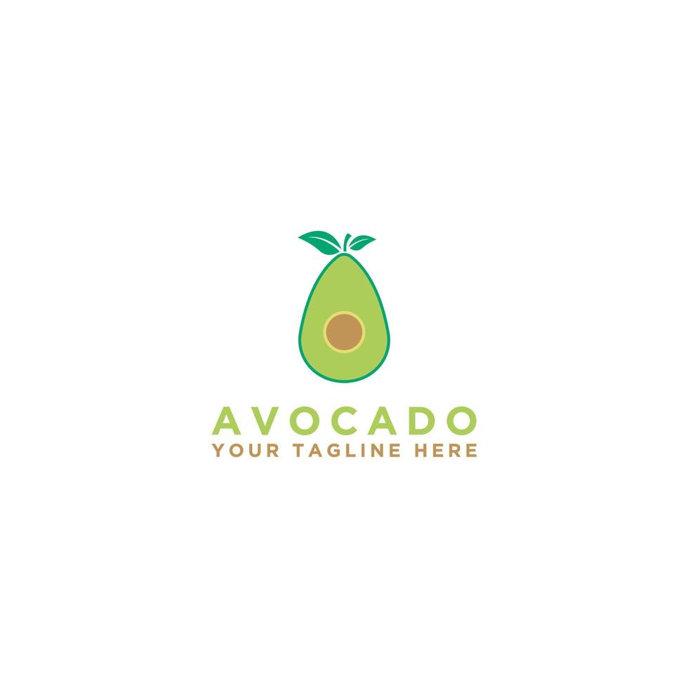 Avocado logo template. Half avocado with leaf vector design. Health food design.