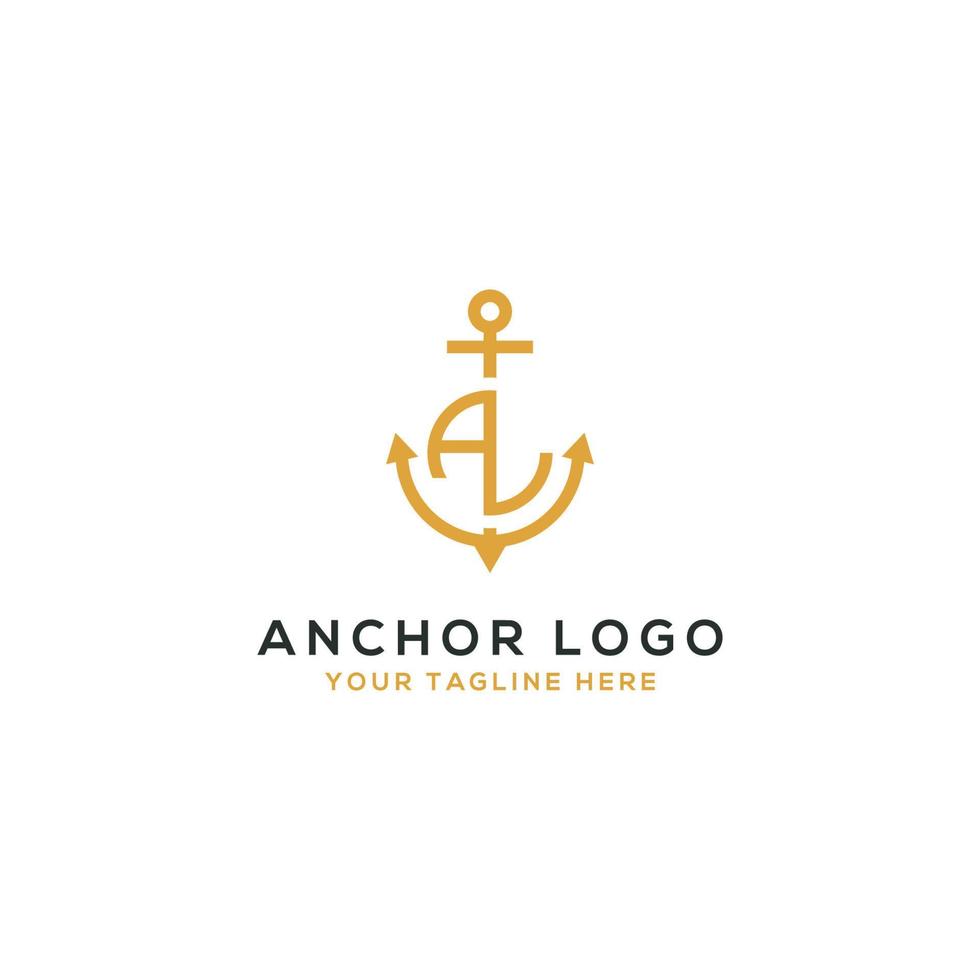 Logo Design AL anchor artistic alphabet logo icons that are elegant, trendy. - Vector