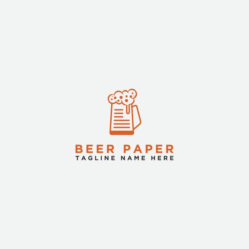 Paper and beer. Logo template. - Vector