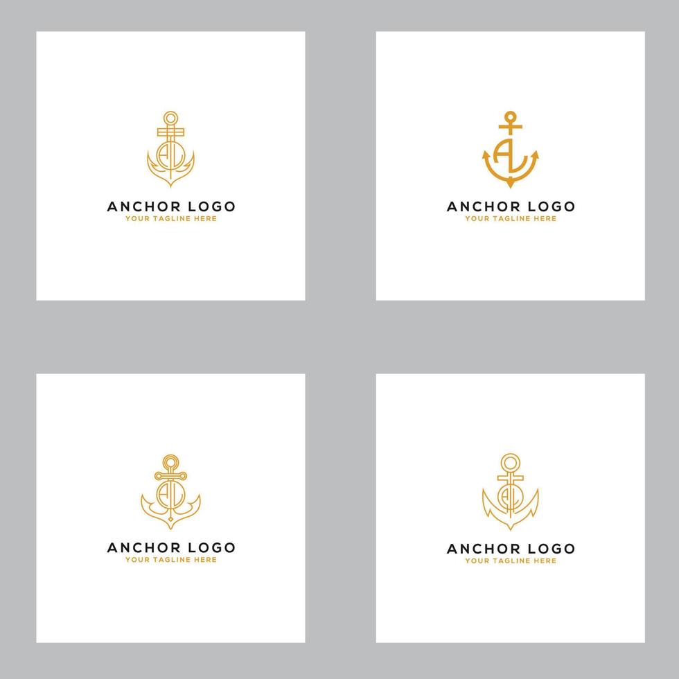 Logo Design Set AL anchor artistic alphabet logo icons that are elegant, trendy. - Vector