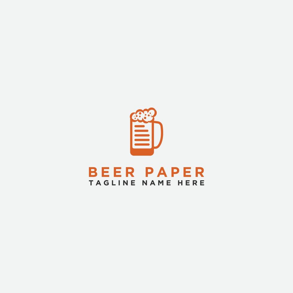 Paper and beer. Logo template. - Vector