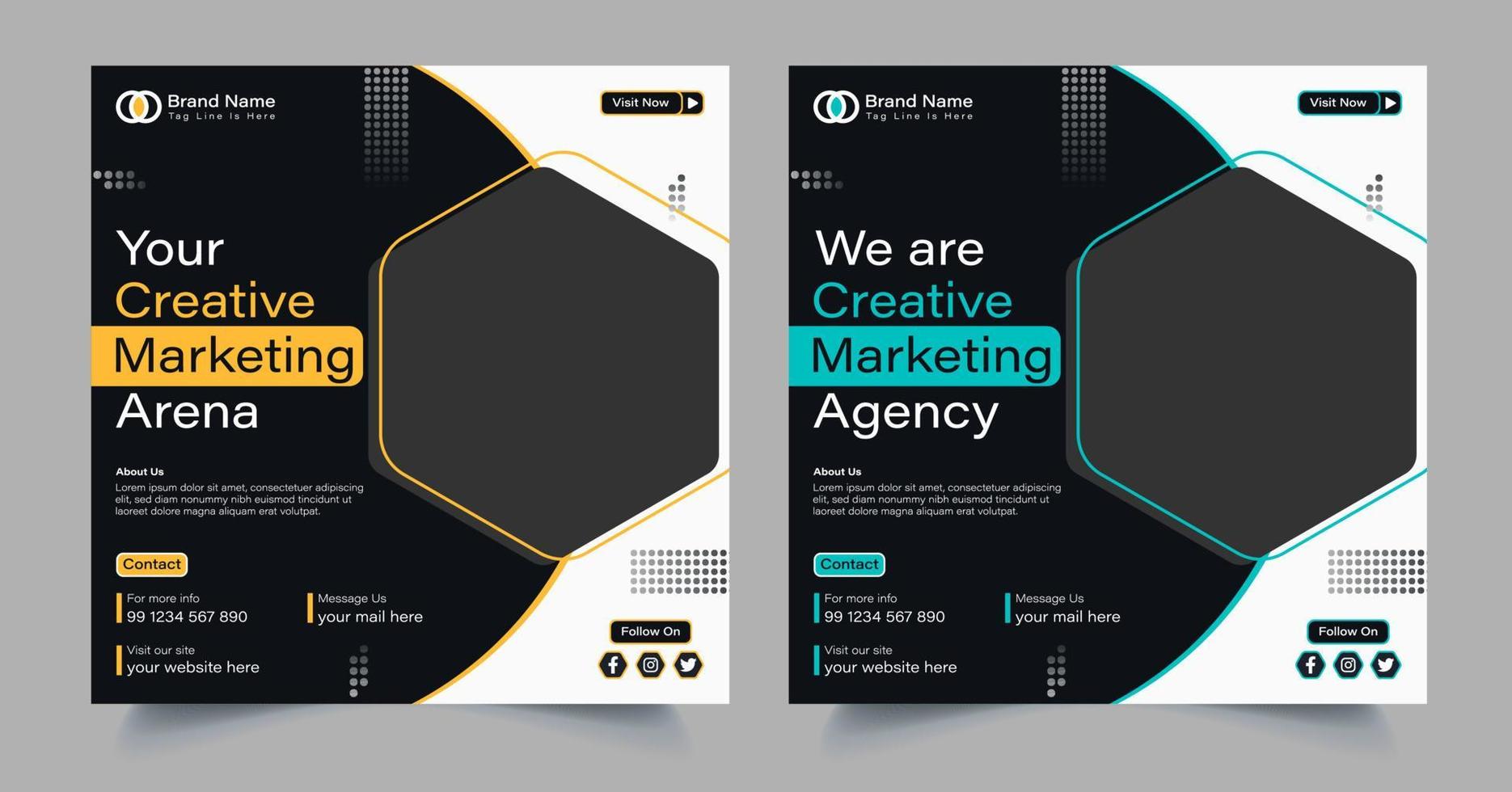 digital marketing agency social media template design vector