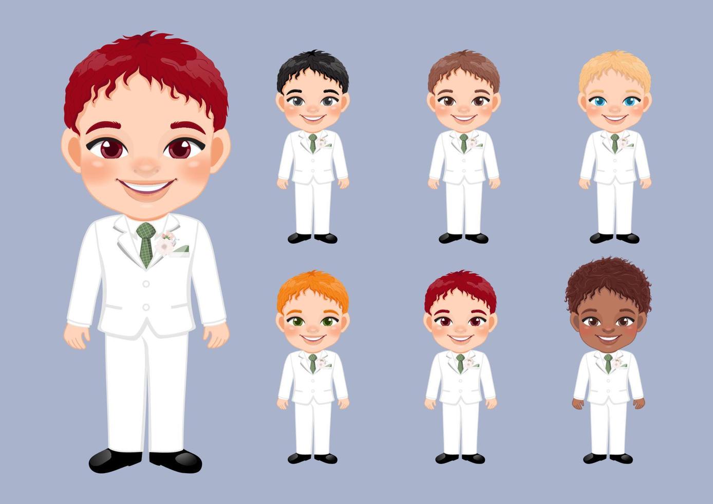 Set of Diverse Groom or Marriage Design Concept Vector