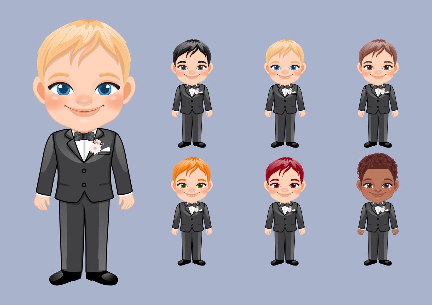 Set of Diverse Groom or Marriage Design Concept Vector