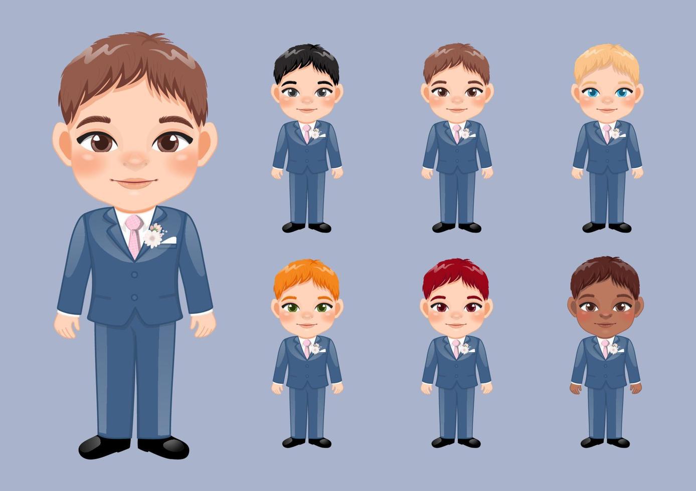 Set of Diverse Groom or Marriage Design Concept Vector