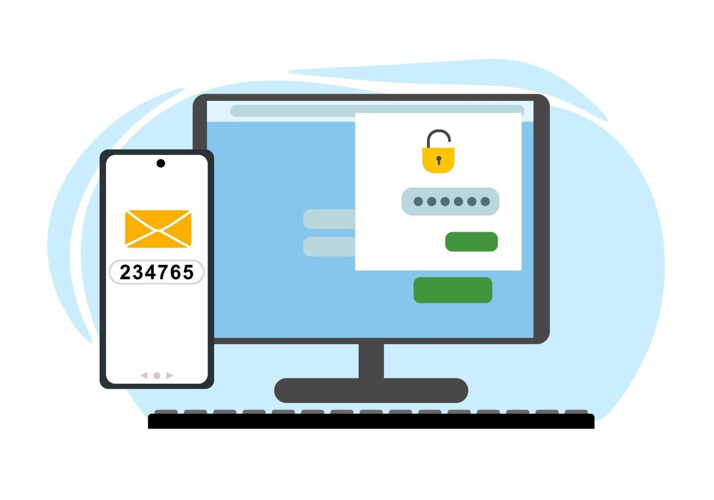 Two-factor authentication security. vector