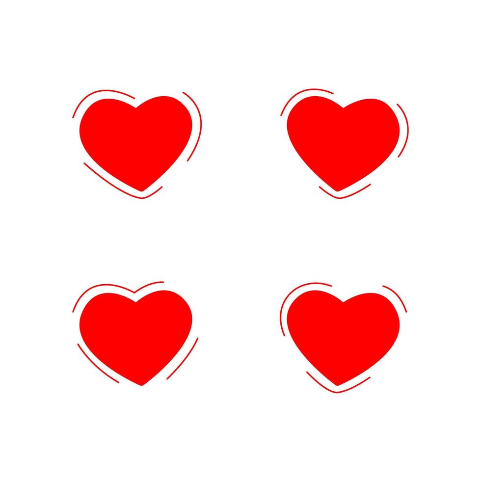 forma de corazón, conjunto de corazones, iconos de corazón, concepto de amor, símbolo estilizado con corazones rojos vector