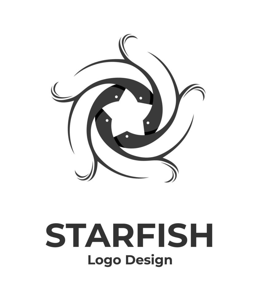 diseño de logotipo de estrella de mar de agua animal de cinco peces, logotipo de pescado, logotipo de estrella vector