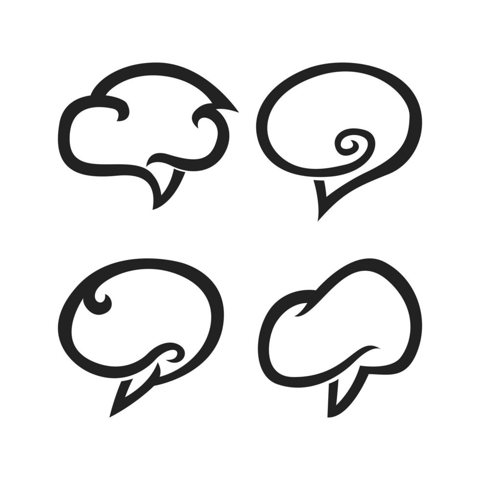 set of comic bubbles, black and white speech bubbles, cloud chatbox, chat, communication icon vector