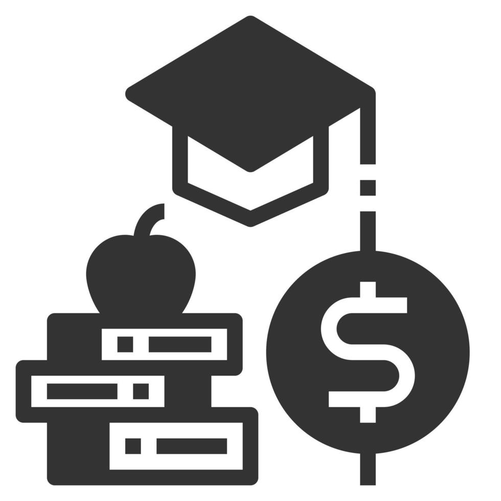 Education Cost Solid Icon Vector Illustration