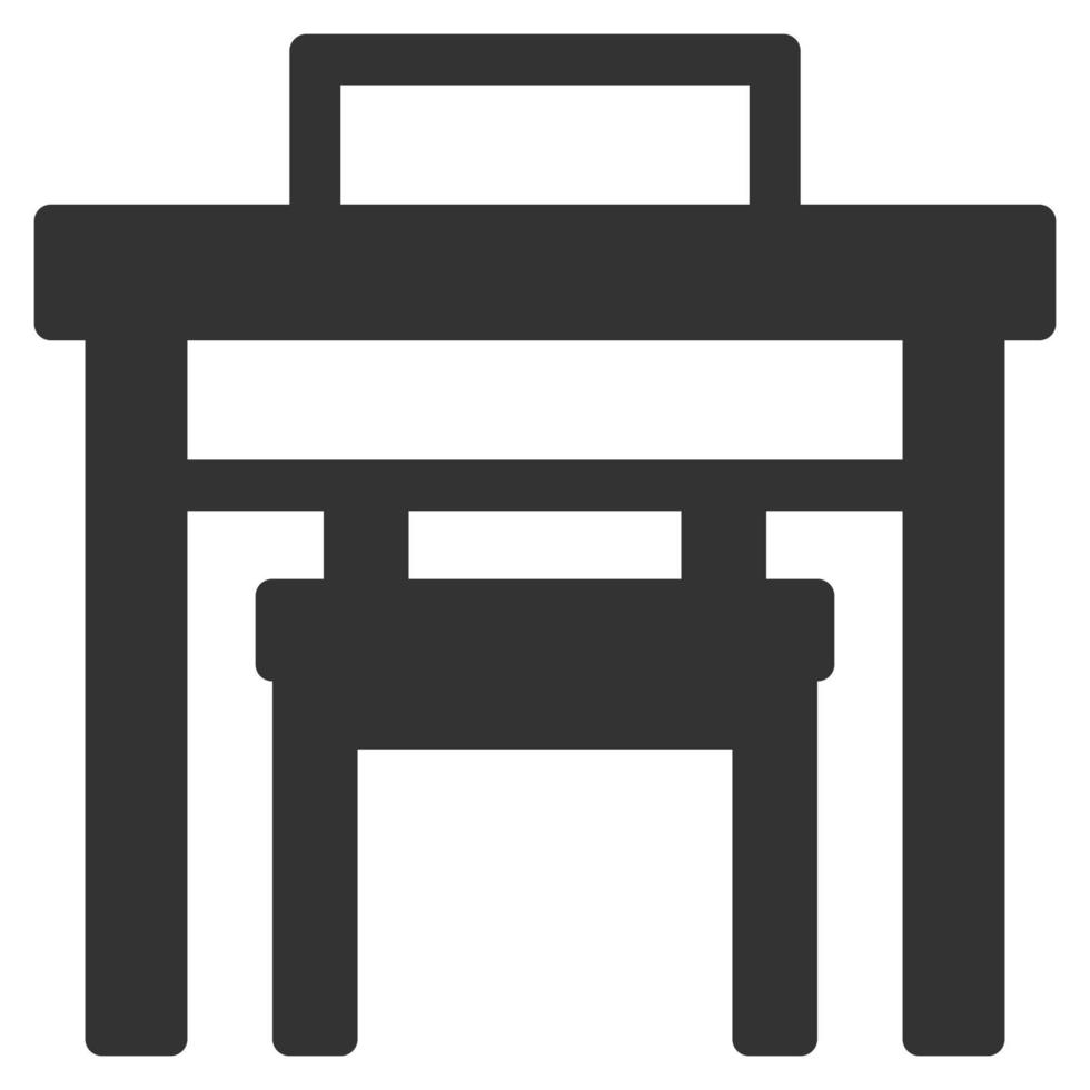 School Desk Solid Icon Vector Illustration