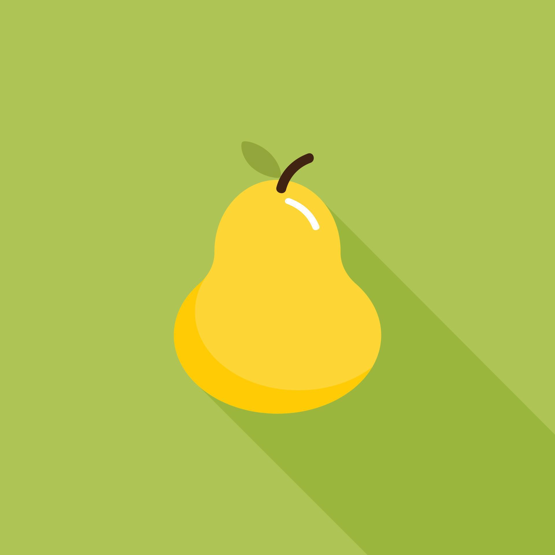 Simple yellow pear icon on a coloured background with a flat style