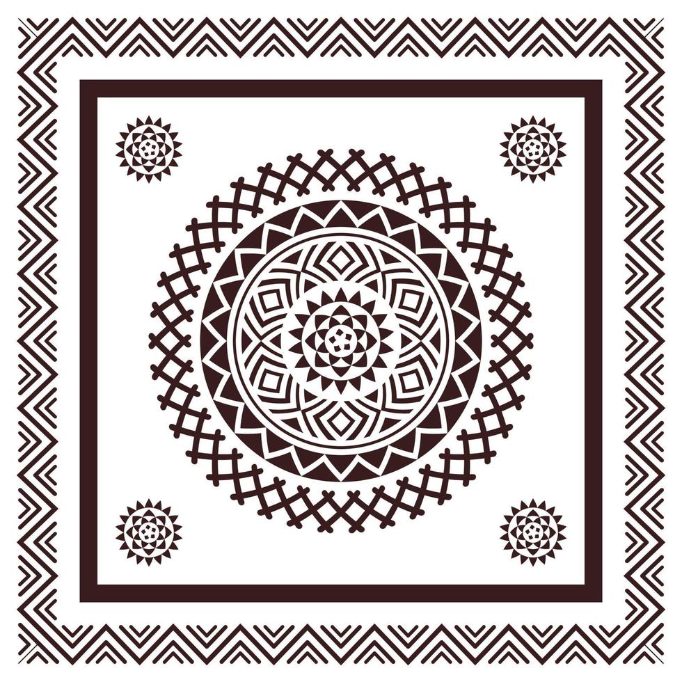 Tribal scarf bandana pattern. Polynesian Maori style design for woman hijab, boho carpet, bandana, neckwear, batik, rug, shawl, pillow case. square patter vector