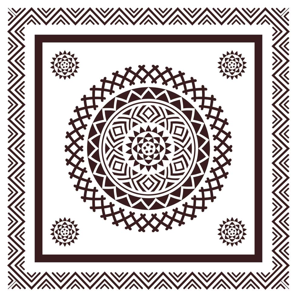 Tribal scarf bandana pattern. Polynesian Maori style design for woman hijab, boho carpet, bandana, neckwear, batik, rug, shawl, pillow case. square patter vector