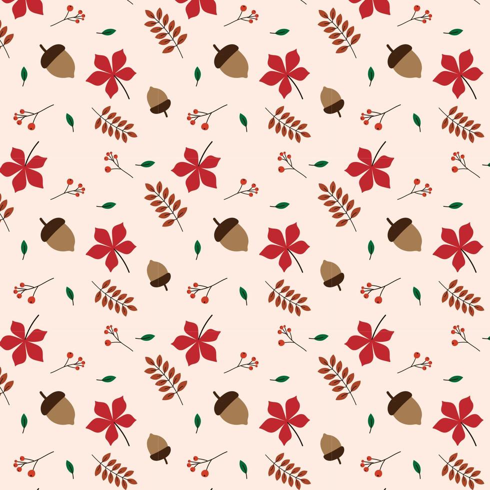 Seamless pattern with Autumn Leaves and Acorns vector
