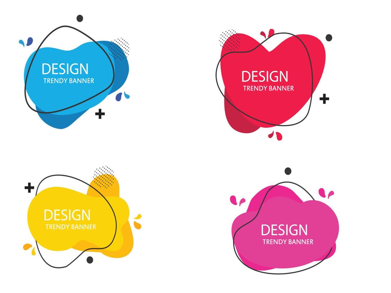 Set of abstract liquid shape vector illustration template. Fluid flat color design. Ready use for print and web design