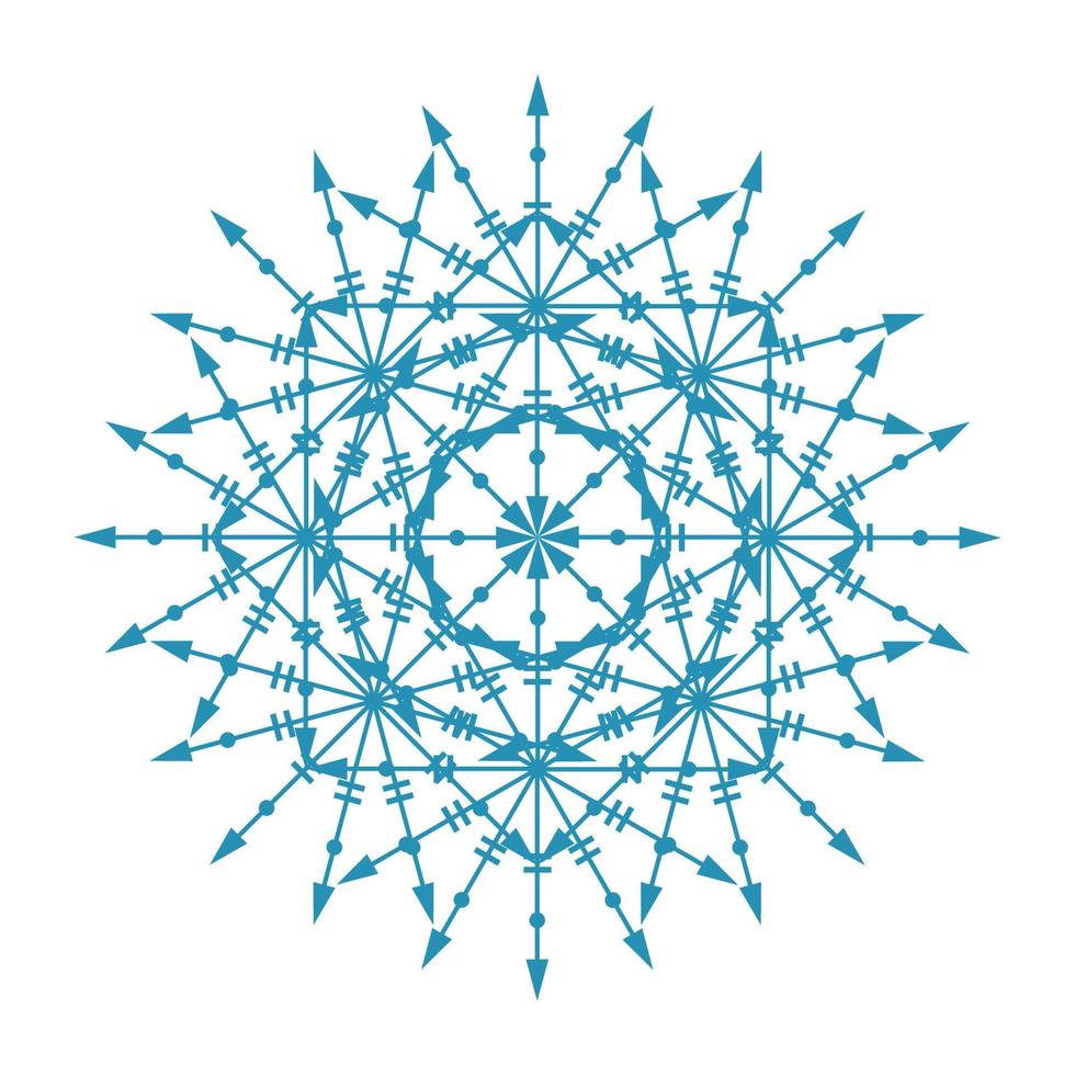 Mandala Round Circle Lace Symbol Icon. Abstract Oriental Mandala Template. Yoga Style Arabesque Pattern Elegant Element Icon vector