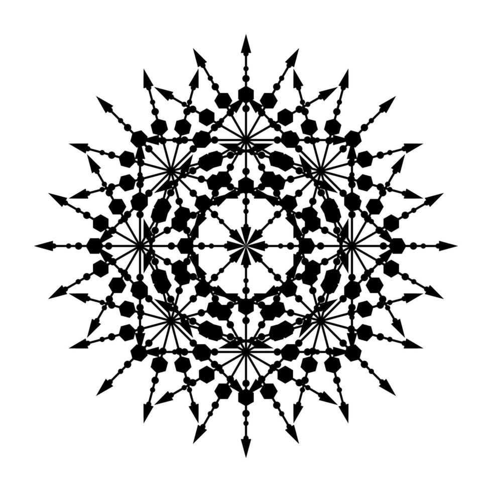Mandala Round Circle Lace Symbol Icon. Abstract Oriental Mandala Template. Yoga Style Arabesque Pattern Elegant Element Icon vector