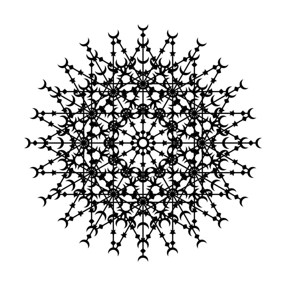 Mandala Round Circle Lace Symbol Icon. Abstract Oriental Mandala Template. Yoga Style Arabesque Pattern Elegant Element Icon vector