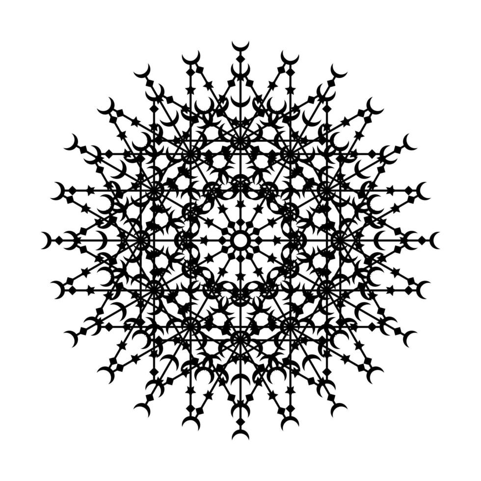 icono de símbolo de encaje de círculo redondo de mandala. plantilla de mandala oriental abstracta. icono de elemento elegante patrón arabesco estilo yoga vector