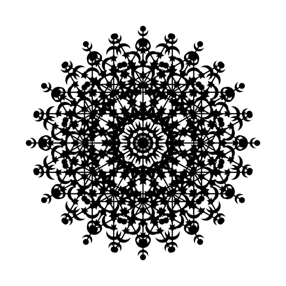 Mandala Round Circle Lace Symbol Icon. Abstract Oriental Mandala Template. Yoga Style Arabesque Pattern Elegant Element Icon vector