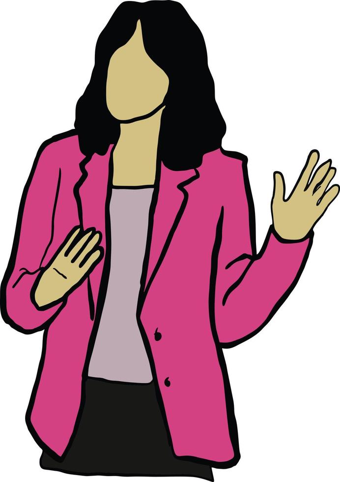 flat vector illustration of women presenting her opinion, really good for icon power point business