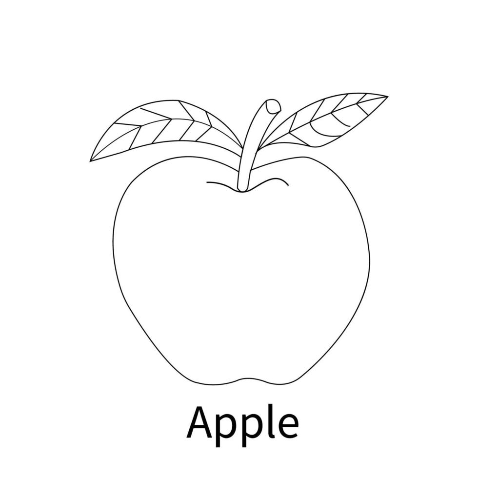 Easy Fruits Coloring Pages for kids and toddler apple 9098719 Vector ...